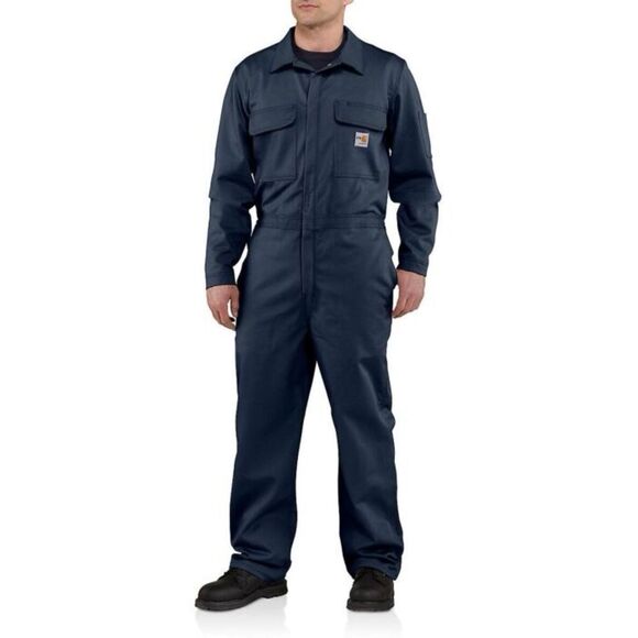Carhartt Men's Flame Resistant Unlined Coverall Dark Blue Size Medium EUC 1 0449 - Picture 14 of 14
